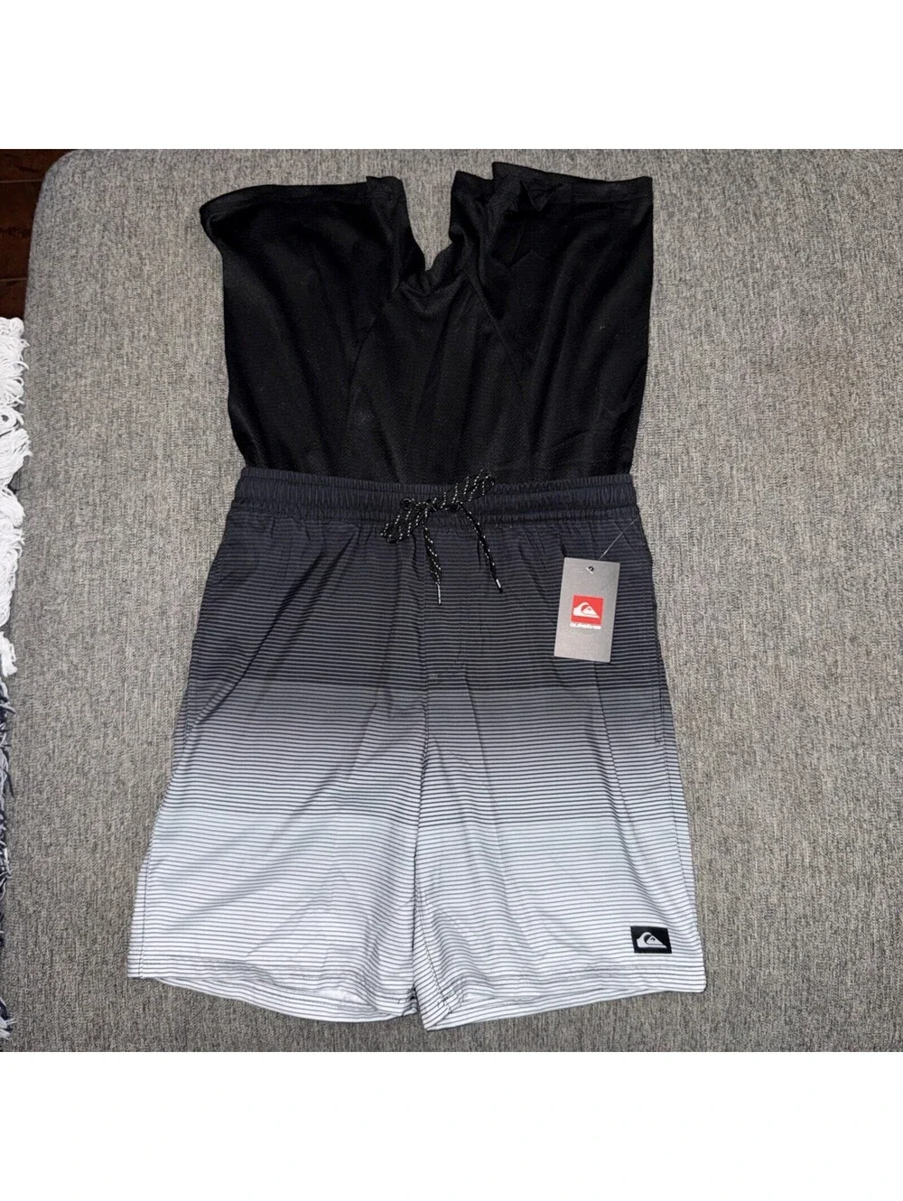 Quiksilver Men's Small Massive Swim Trunks Black-To-White QM14VL001 New
